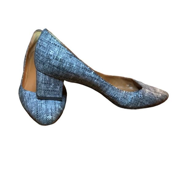 Aquatalia Pasha Tweed Print Heel Pumps 9 1/2 Block Heel - Picture 4 of 13